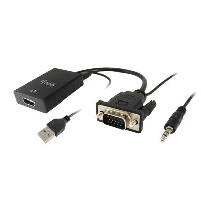 Adaptador EQUIP VGA to HDMI with Audio, Preto - 119038