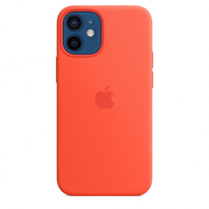 Capa em silicone c/ MagSafe Para iPhone 12 Mini Laranja el?trico