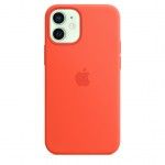 Capa em silicone c/ MagSafe Para iPhone 12 Mini Laranja el?trico