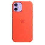 Capa em silicone c/ MagSafe Para iPhone 12 Mini Laranja el?trico