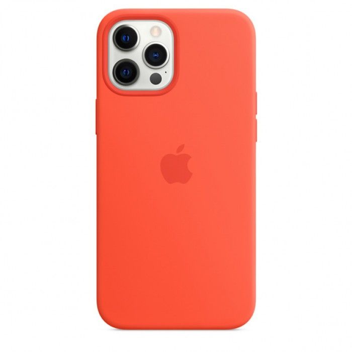 Capa em silicone c/ MagSafe Para iPhone 12 Pro Max Laranja el?trico