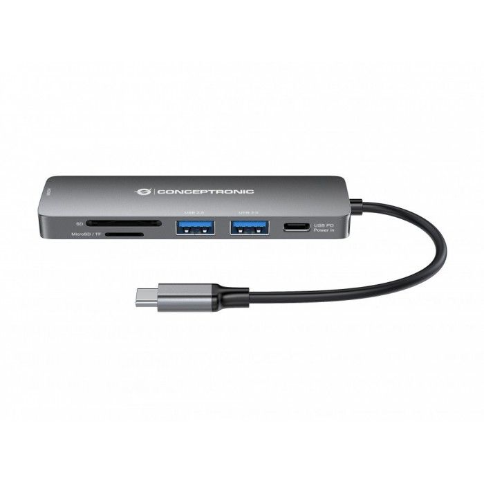 Dock Station Type-C Multiport 6-in-1 HDMI USB-C PD 1 x USB 3.0 1 x USB 2 0 SD/TF Card Reader