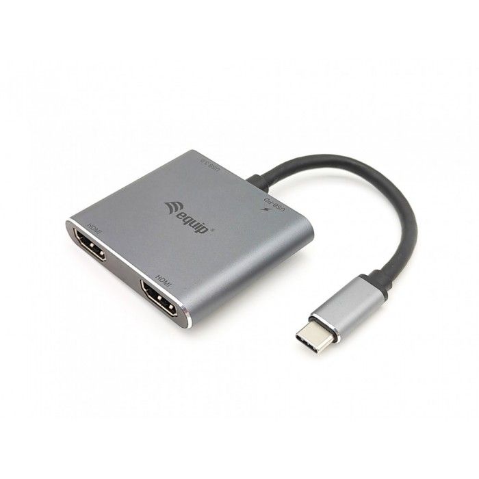 Hub USB-C para 4 Portas. 2xHDMI. 1xUSB. 1xUSB-C - 133484