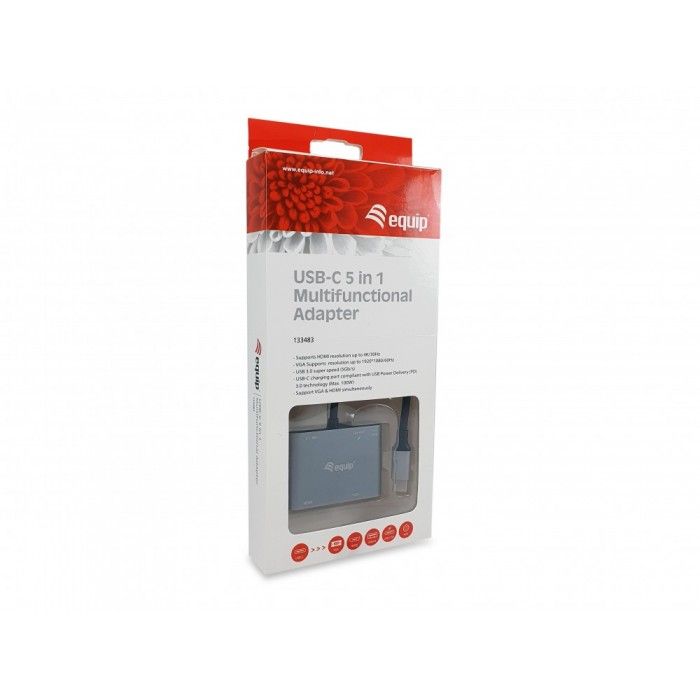 Equip 133483 base & duplicador de portas Com fios USB 3.2 Gen 1 (3.1 Gen 1) Type-C Preto, Cinzento