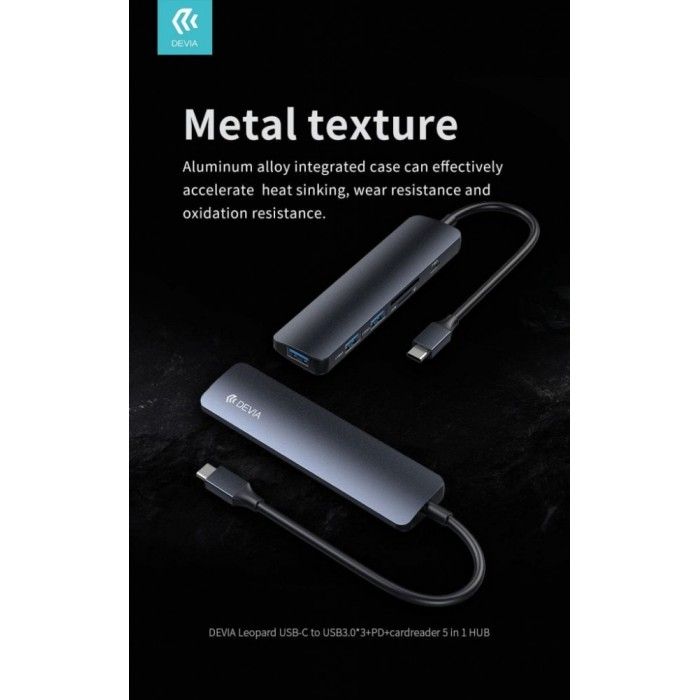 Leopard Type-C To USB3.0 * 3 + PD + Card reader 5 In 1 HUB