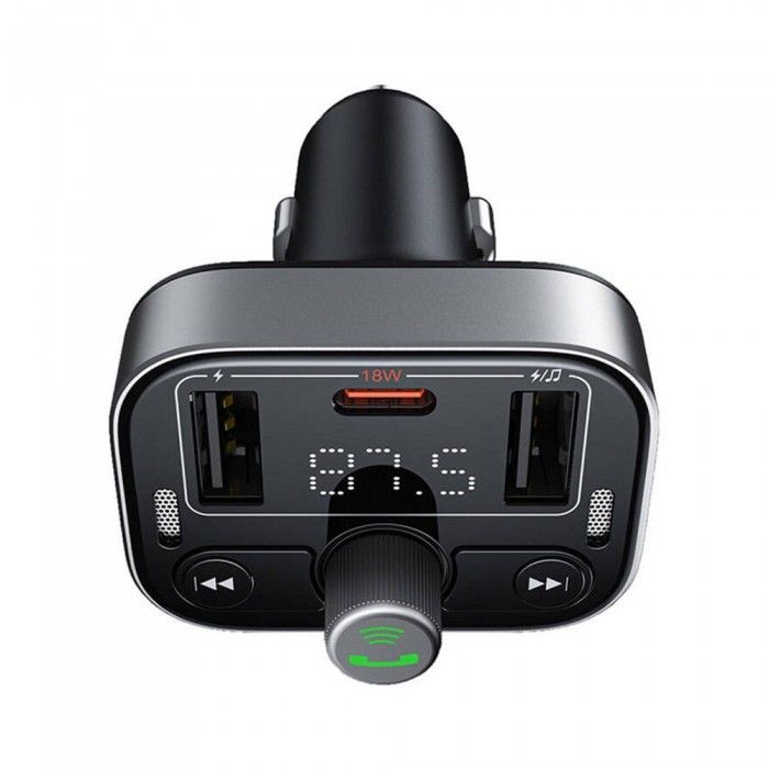 Carregador de Isqueiro S-09 Pro Series Car + Transmissor FM/Bluetooth Preto