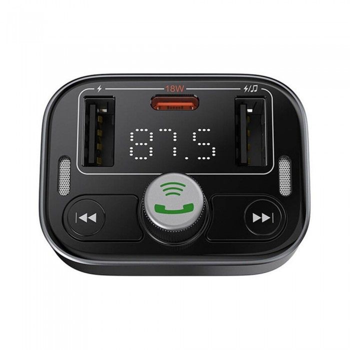 Carregador de Isqueiro S-09 Pro Series Car + Transmissor FM/Bluetooth Preto