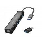 Donn 3-Portas USB Hub c/ Gigabit Network Adaptador incl USB-C-USB-A Converter