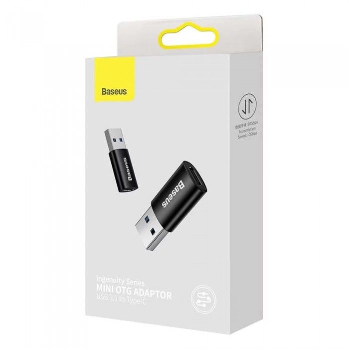 Adaptador Baseus Ingenuity Series Mini USB-A 3.1 para USB-C Preto