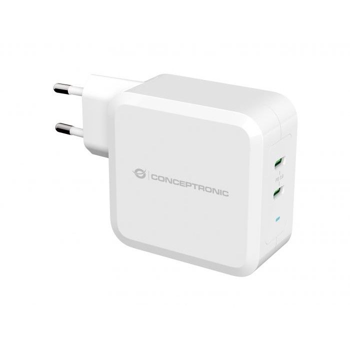 Carregador de Parede Conceptronic 2-Portas USB-C 100W GaN