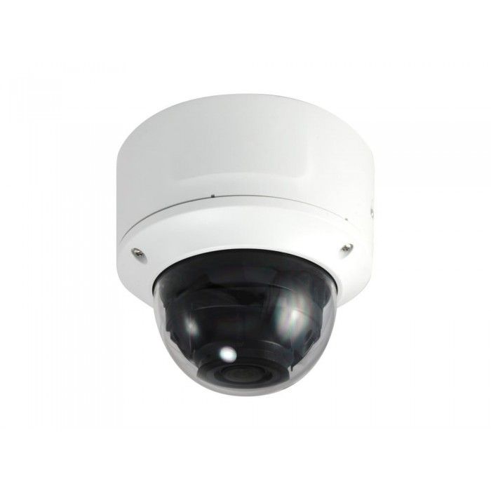 Fixed Dome IP Network Camera. 8-Megapixel. H.265/264. 4.3X tical Zoom. 802.3af PoE. IR LEDs. two-wa