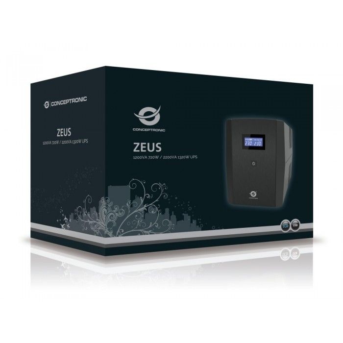 UPS Zeus 2200VA 1320W : IEC + Ficha schuko