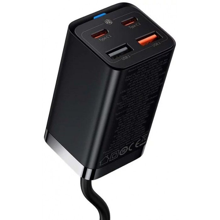 Carregador Baseus Rpido Gan3 Pro: 2x Usb-C: 2x Usb: 65W Preto