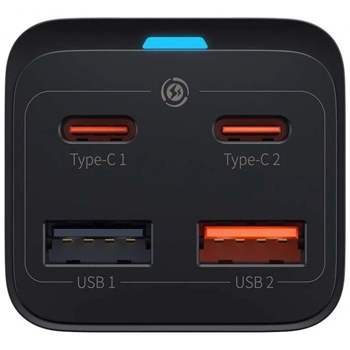 Carregador Baseus Rpido Gan3 Pro: 2x Usb-C: 2x Usb: 65W Preto