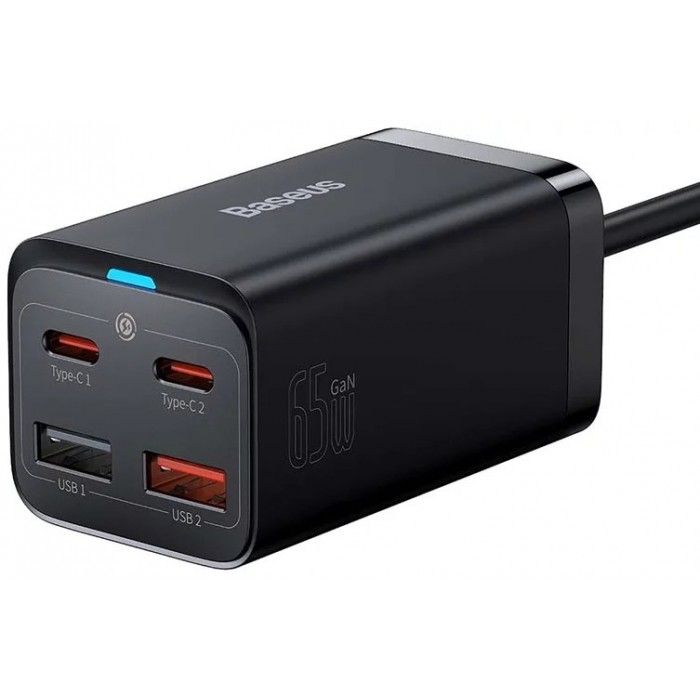 Carregador Baseus Rpido Gan3 Pro: 2x Usb-C: 2x Usb: 65W Preto