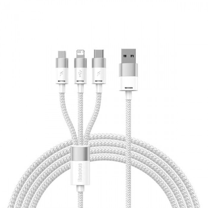 Cabo Carregamento Rpido Starspeed 3em1 Usb To M+L+C 3.5A 1.2M Branco