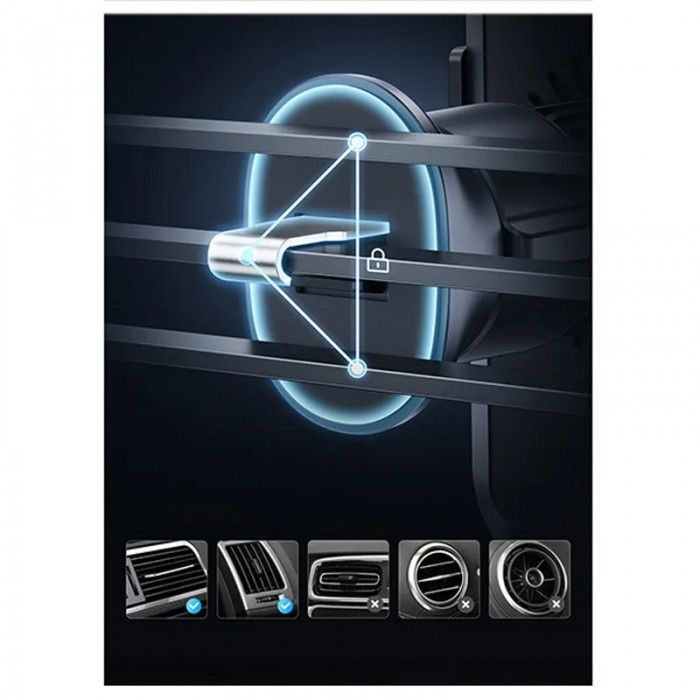Suporte Telemvel Carro Halo c/ Carregador Wireless 15W Preto