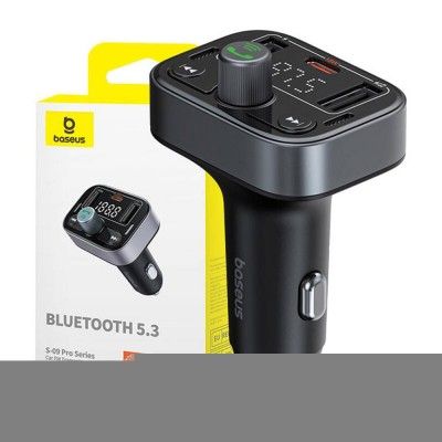 Carregador de Isqueiro S-09 Pro Series Car + Transmissor FM/Bluetooth Preto