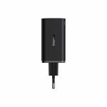 Carregador Gan6 Pro Dual Usb-A/Usb-C 65W Fast Charger Pd 3.0 Preto