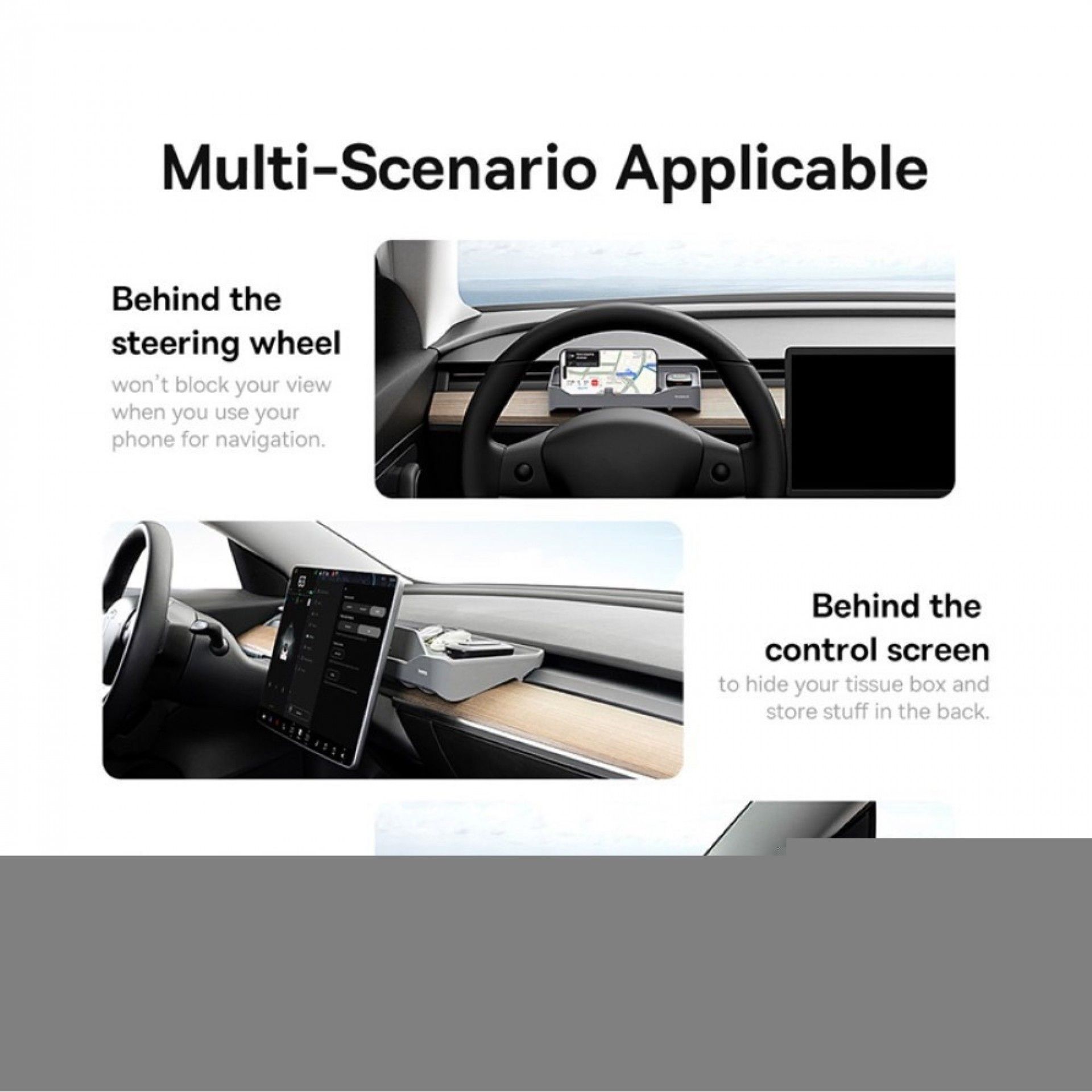 Compartimento de Arrumação para Carro Baseus T-Space Series 2-em-1 com Leitor Cartões ETC Cinza