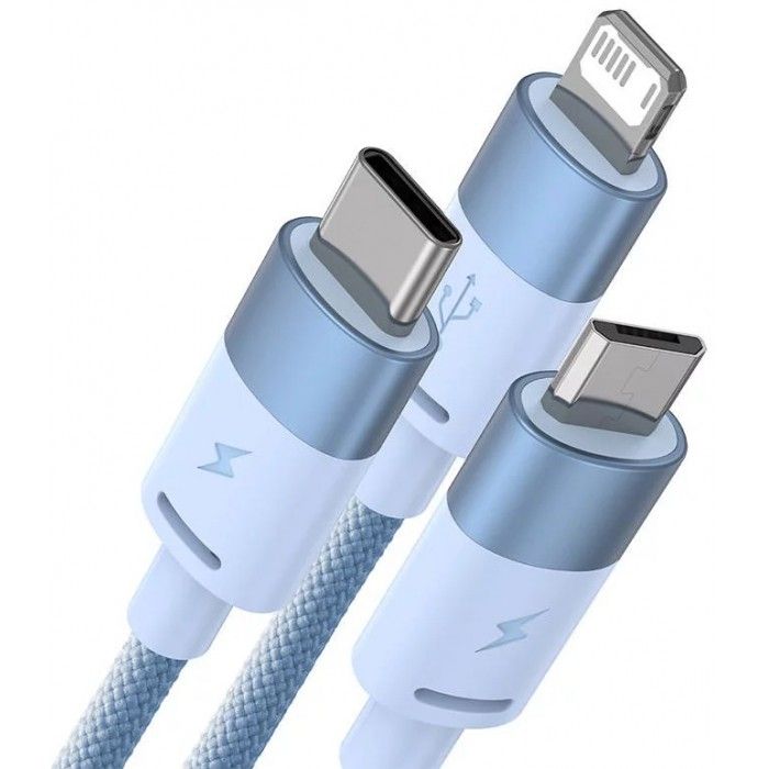 Cabo Carregamento Rpido Starspeed 3em1 Usb To M+L+C 3.5A 1.2M Azul