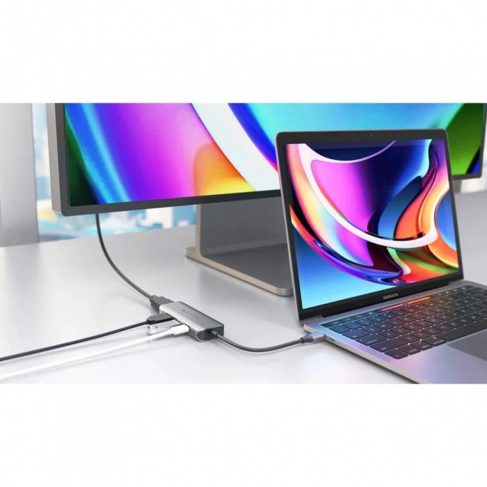 Docking Station HYPER HD41 (HDMI Single 4K 100W) Prateado
