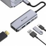 Docking Station HYPER HD41 (HDMI Single 4K 100W) Prateado