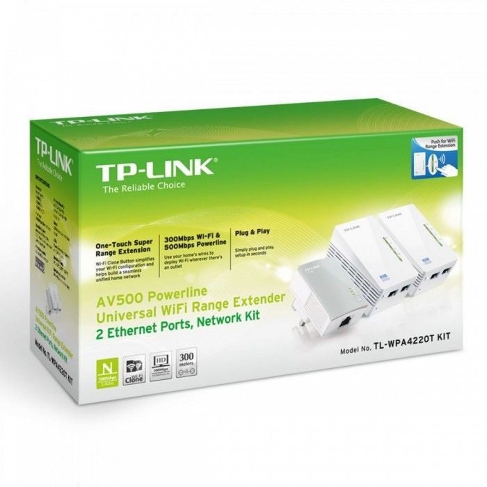 Kit 3 Adaptadores Powerline TP-LINK 500MBPS C / WIR N 300MBPS-TL-WPA4