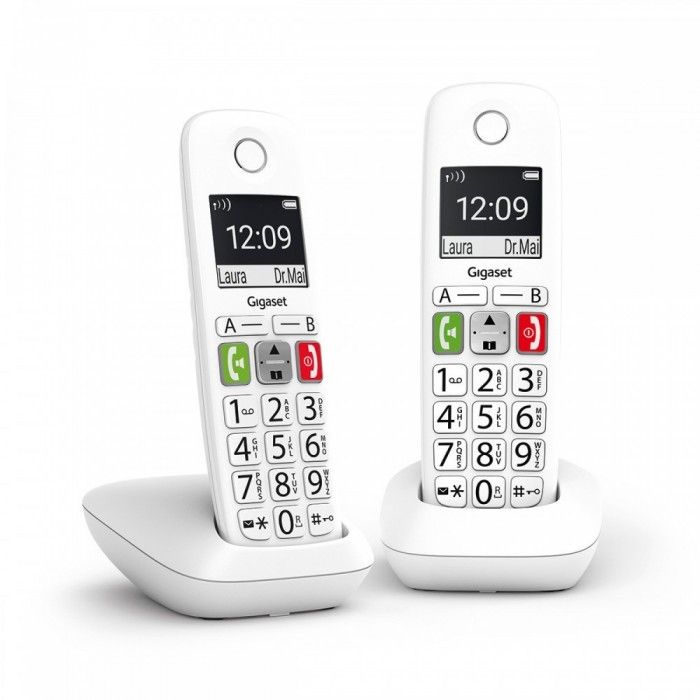 Telefone Fixo sem Fios Gigaset E290 Duo Teclas Grandes 150 Contactos B