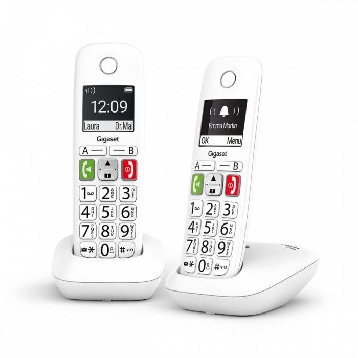 Telefone Fixo sem Fios Gigaset E290 Duo Teclas Grandes 150 Contactos B