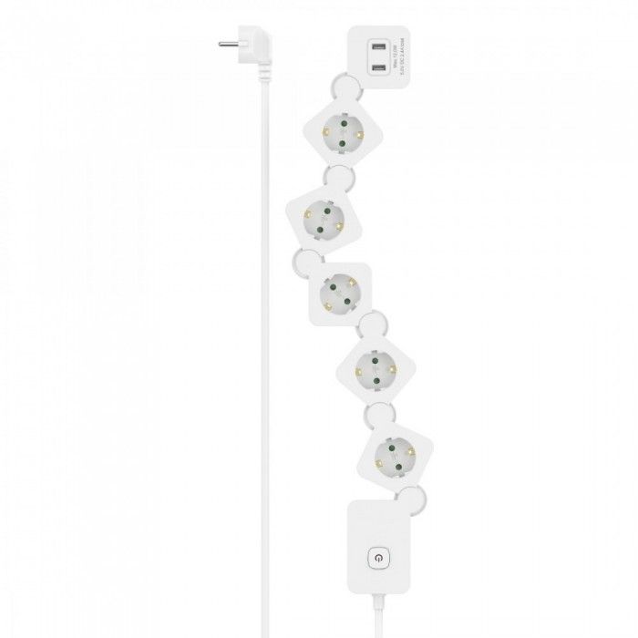 Extenso Elctrica PWR-St 5W 1.4M/USB-A/10.5W/Sw/Sh Branca
