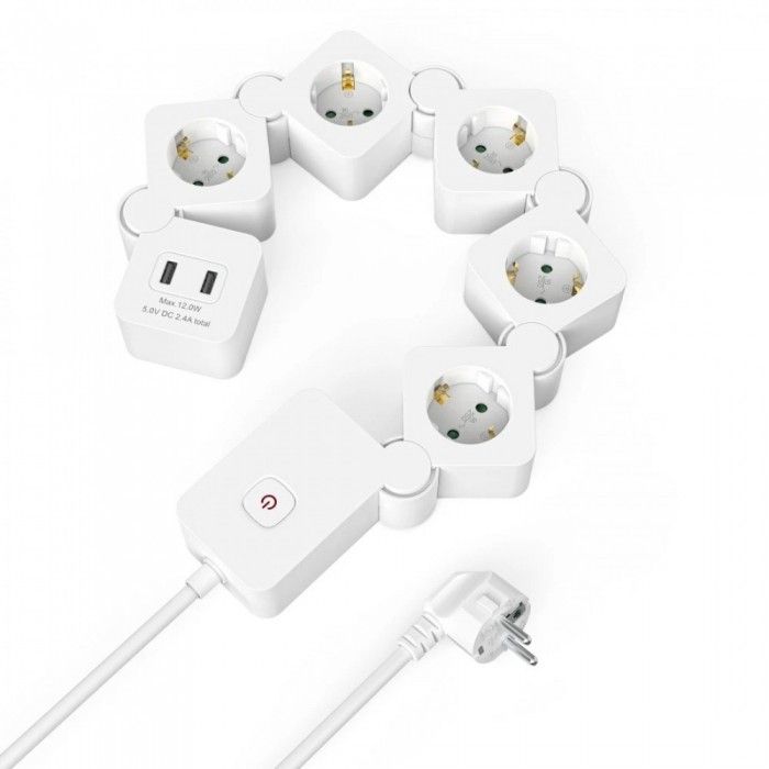 Extenso Elctrica PWR-St 5W 1.4M/USB-A/10.5W/Sw/Sh Branca