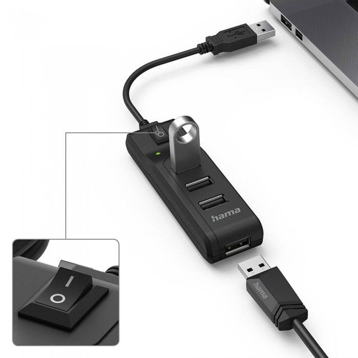 Hub USB 2.0 4 Ports, 480 Mbps