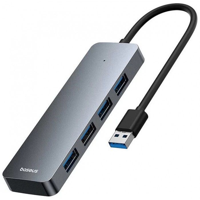 Hub USB Baseus 4 em 1 Hub UltraJoy Lite USB-A para USB 3.0 15cm (Cinza)