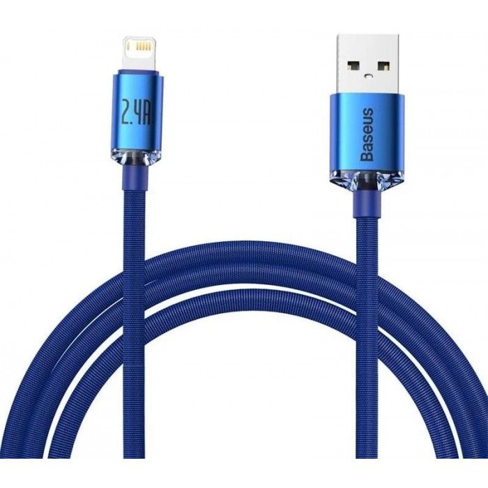 Cabo Carregamento Rpido Usb - Lightning 2.4A Crystal Shine 2M Azul