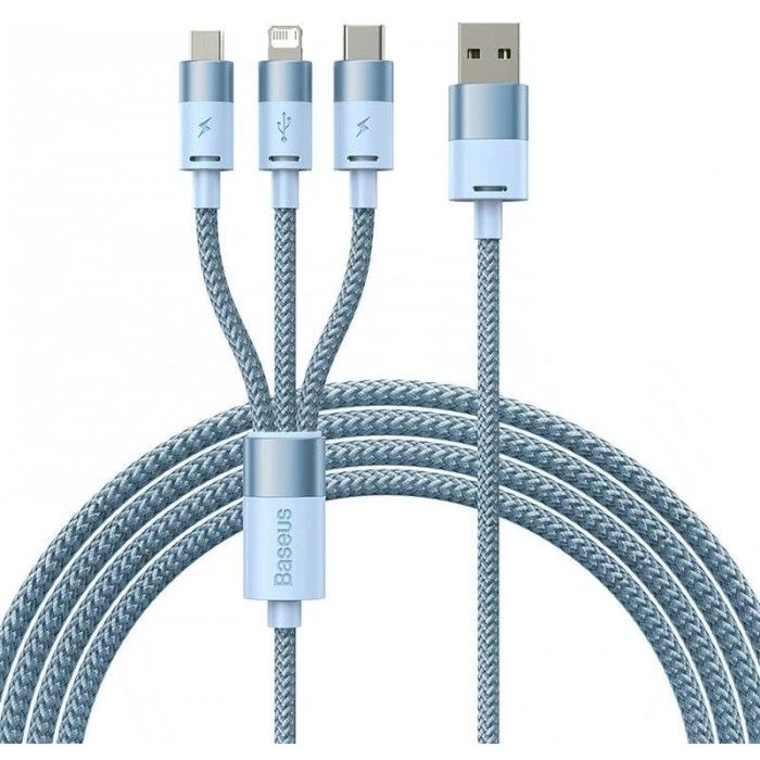 Cabo Carregamento Rpido Starspeed 3em1 Usb To M+L+C 3.5A 1.2M Azul