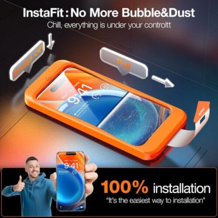 Protetor Ecr Vidro Temperado Clear iPhone 16 Pro Max - Install Master