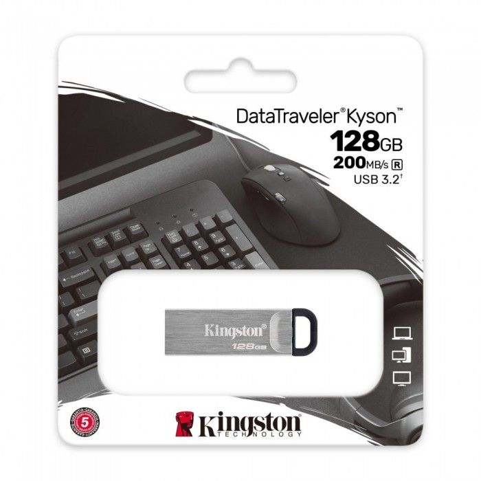 Pen DataTraveler DTKN 128GB USB 3.2 Gen1 Prateado