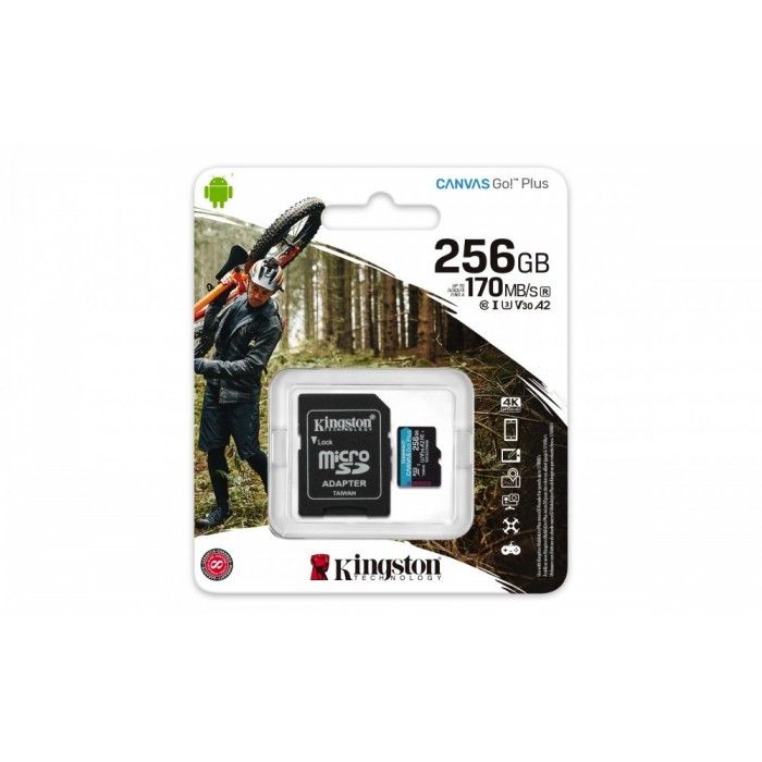 Carto de Memria MicroSD Canvas Go Plus 256GB Class 10 UHS-I U3 V30 A2 170MB/s 90MB/s
