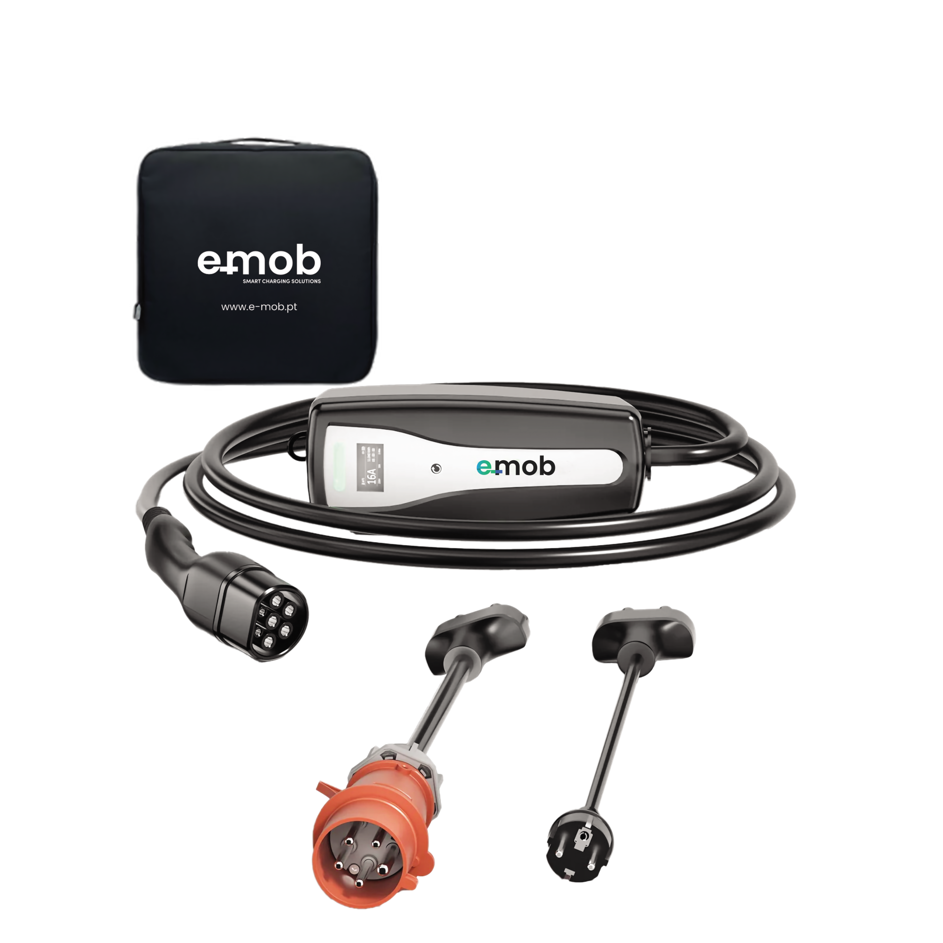 Kit Carregador portátil e-mob (Inclui 2 Adaptadores e 1 Saco)