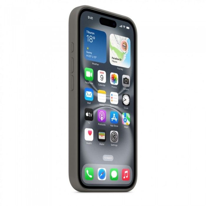 iPhone 16 Silicone Cinzento rocha