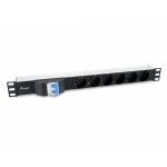Rgua Tomadas 19P 6 x Schuko 16A c/Disjuntor Alu. 1.8Mt