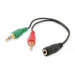 Cabo de Divisor udio 1 x 3.5mm > 2 x 3.5mm Femea/Mac