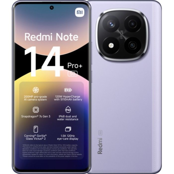Smartphone Redmi Note 14 Pro+ 5G Lavender Purple 8GB+256GB