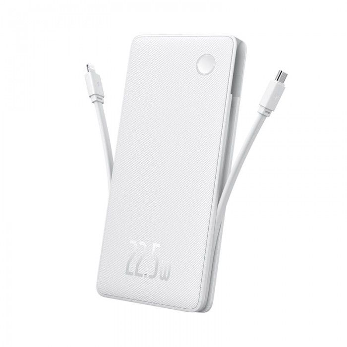 Power Bank Airpow Lite 10000mAh 22.5W Dual-Cable Moon White