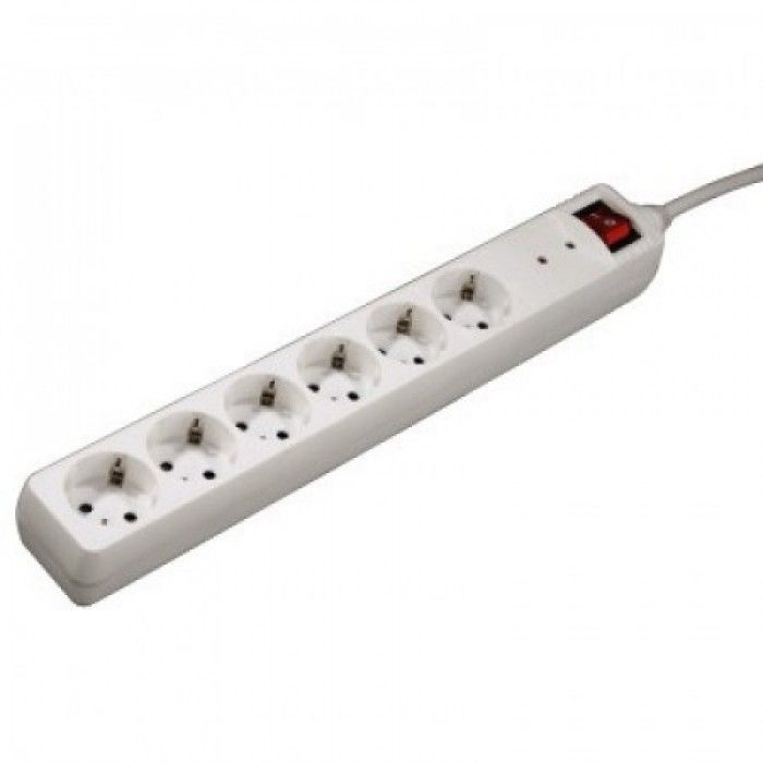 Extenso elctrica 6 tomadas com proteo: branco