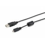 Cabo USB 2.0 A- para MicroB 1.8m. M/M Preto com Ferrite