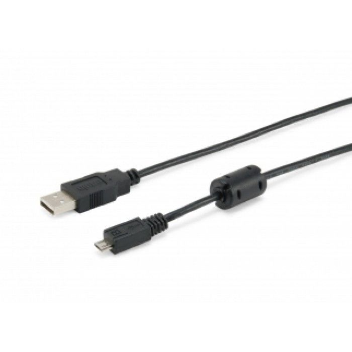 Cabo USB 2.0 A- para MicroB 1.8m. M/M Preto com Ferrite