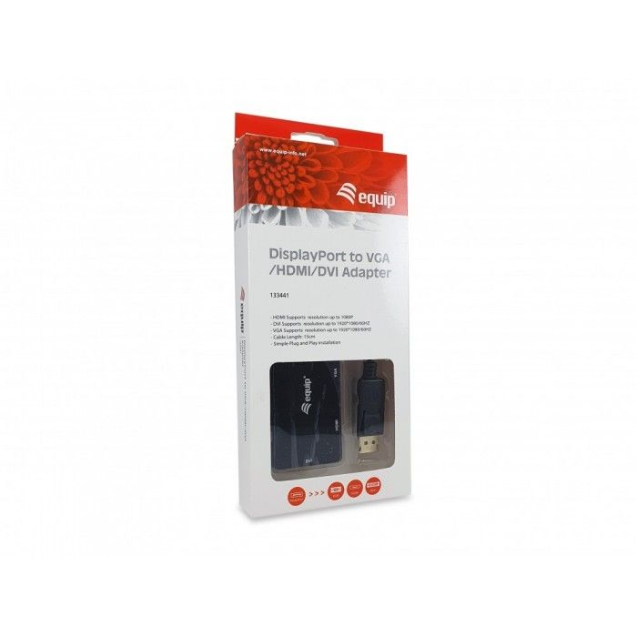 Adaptador DisplayPort p/ VGA / HDMI / DVI PRETO