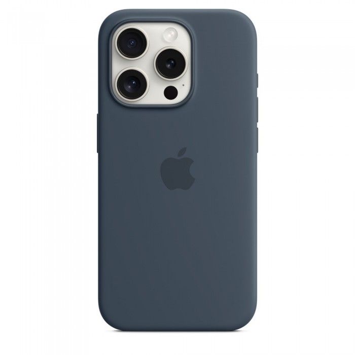 Capa MagSafe iPhone 15 Pro Silicone Azul Trovoada